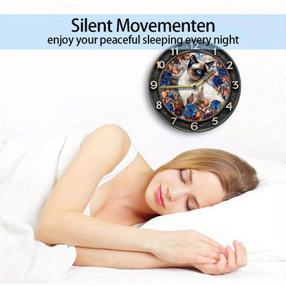 Inch Silent Siamese Cat Wall Clock Perfect Gift - Montero Milan