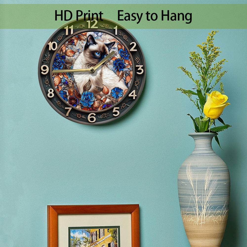 Silent Siamese Cat Wall Clock - Montero Milan