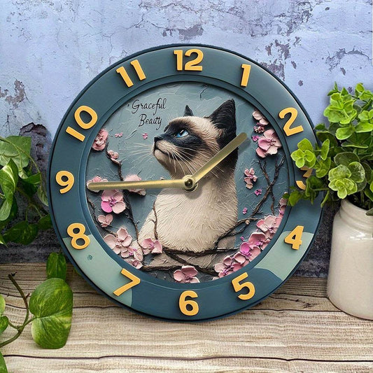 Elegant Siamese Cat Silent Wall Clock Perfect Gift - Montero Milan