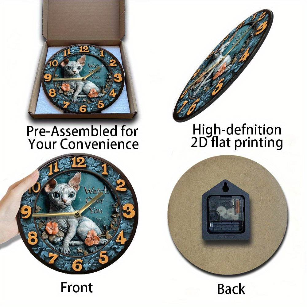 Sphynx Cat Silent Wall Clock Ideal Gift - Montero Milan