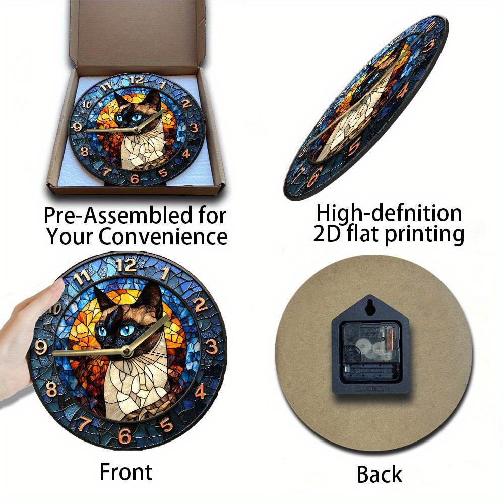 Silent Siamese Cat Wall Clock Perfect Gift - Montero Milan