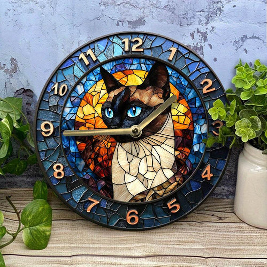Silent Siamese Cat Wall Clock Perfect Gift - Montero Milan