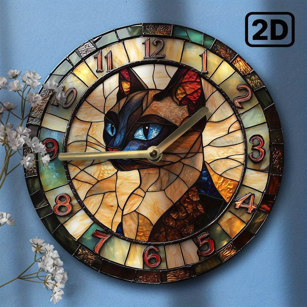 Charming Siamese Cat Silent Wall Clock Decor - Montero Milan