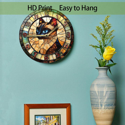 Charming Siamese Cat Silent Wall Clock Decor - Montero Milan