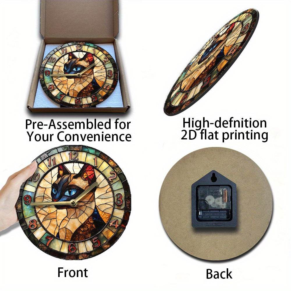 Charming Siamese Cat Silent Wall Clock Decor - Montero Milan