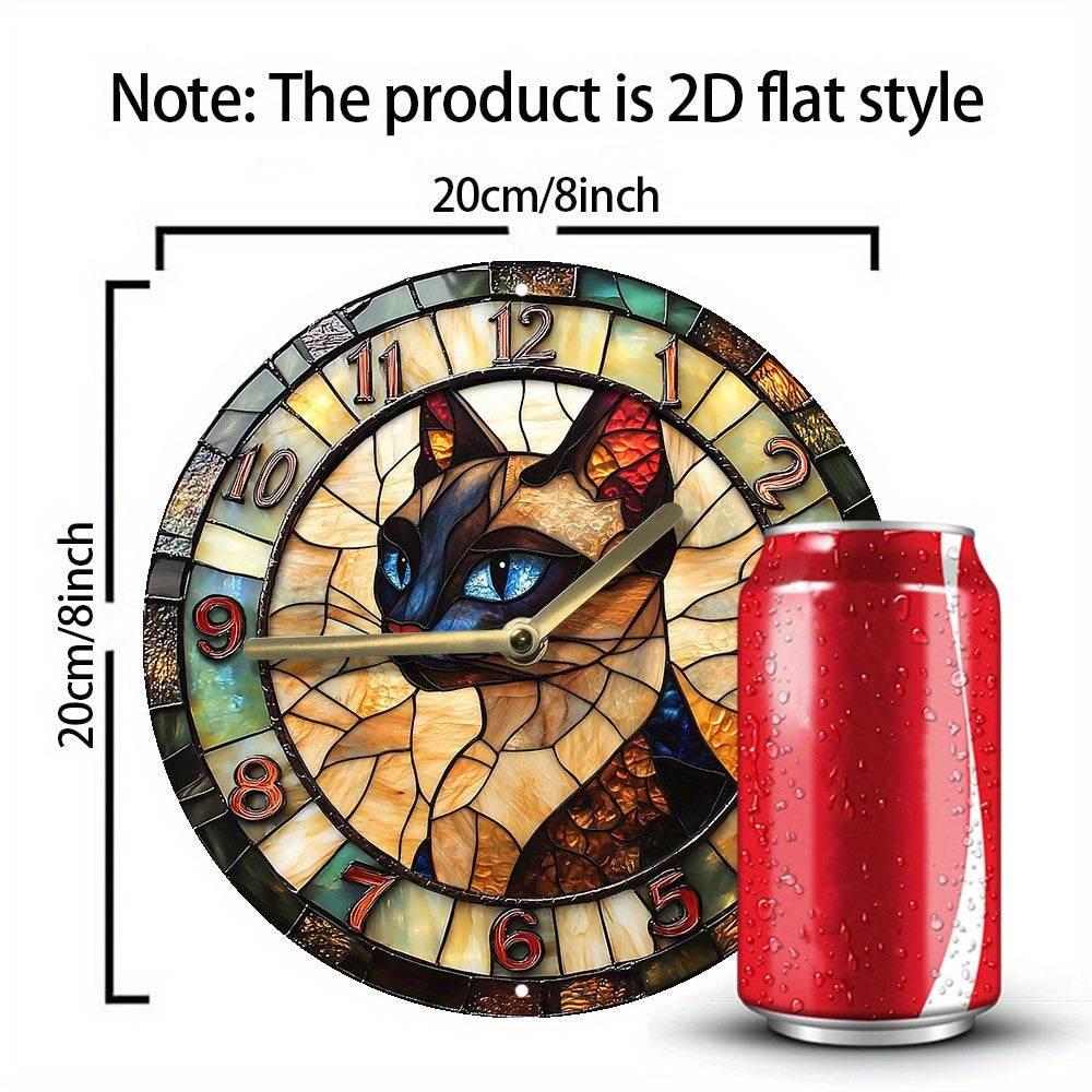 Charming Siamese Cat Silent Wall Clock Decor - Montero Milan