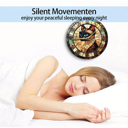 Charming Siamese Cat Silent Wall Clock Decor - Montero Milan