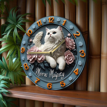 Persian Cat Silent Wall Clock Decor Gift - Montero Milan