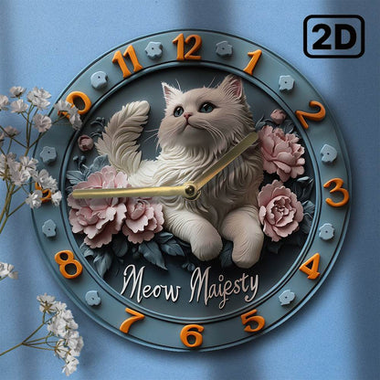 Persian Cat Silent Wall Clock Decor Gift - Montero Milan