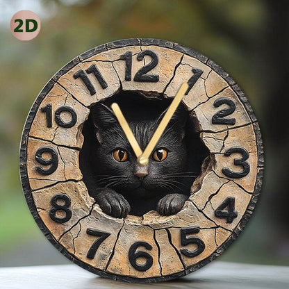 Charming Black Cat Silent Wall Clock - Montero Milan