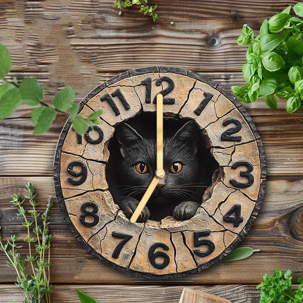 Charming Black Cat Silent Wall Clock - Montero Milan