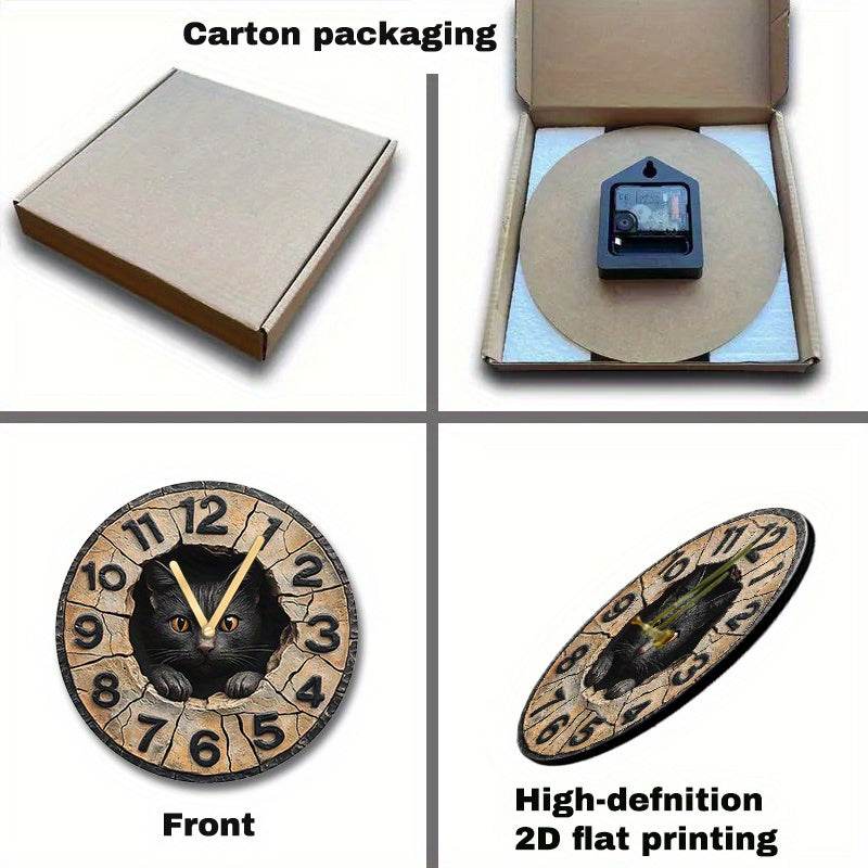 Charming Black Cat Silent Wall Clock - Montero Milan