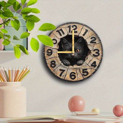 Charming Black Cat Silent Wall Clock - Montero Milan