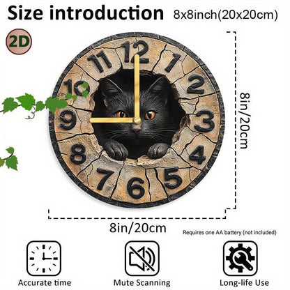 Charming Black Cat Silent Wall Clock - Montero Milan