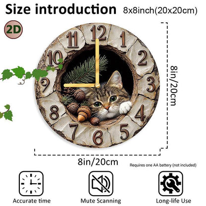 Charming Wall Clock with Cat Plush and Stucco Niche - Montero Milan