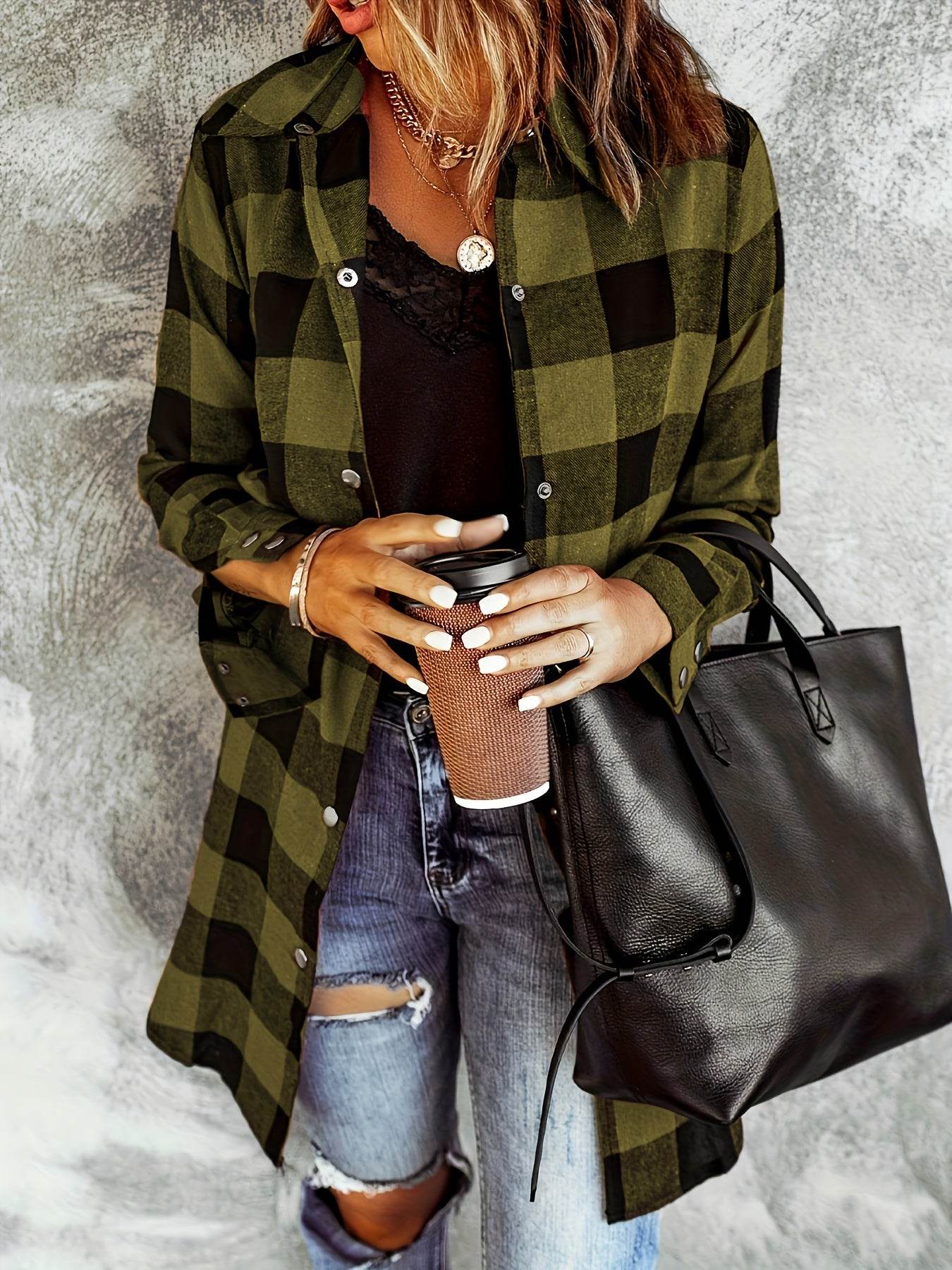 Relaxed Fit Plaid Shacket - Montero Milan