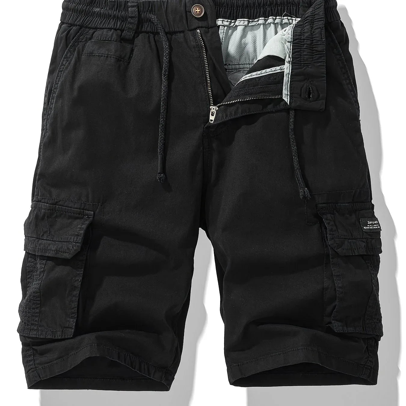 Men'S Heavy-Duty Work Shorts - Olive Green Cargo Pants with Multiple Utility Pockets, Non- Fabric for Construction, Outdoor, Everyday Casual - Adjustable Drawstring Waist - Model 9385, Outdoor Apparel, Functional Design, Dura