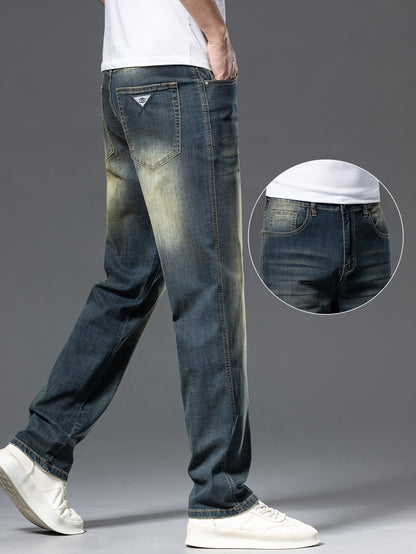 Geng Yuanshi High-End Summer Men's Jeans New Trend Fashion Straight-Leg Light Business Stretch Denim Pants, Autumn Essentials