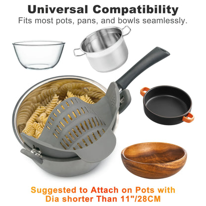 1pc ABERZEY Clip-On Strainer for Pots & Pans - Durable Plastic Kitchen Colander for Pasta, Meat, Vegetables, Fruits - Easy Drainage & Compact Design, Strainer for Pasta, Vegetable Preparation, Modern Kitchenware, Efficient Dr