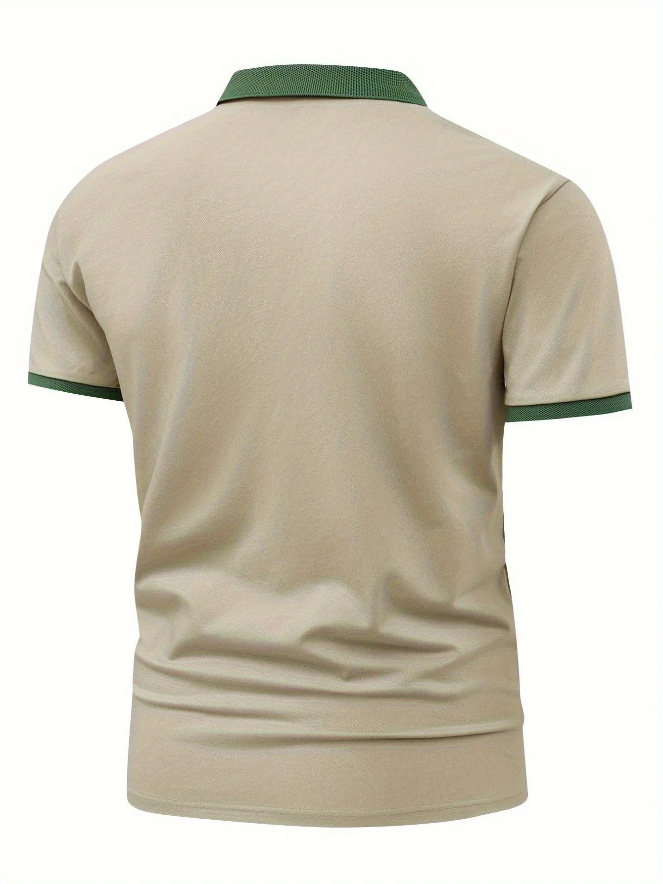 R.M.Williams Men'S Casual Summer Shirt - Beige with Green Collar & Cuffs, Button-Up Collar, Short Sleeve, Regular Fit for Gym, Outdoor Activities & Casual Attire, Gym Apparel, Classic Collar Design, Comfortable Fit