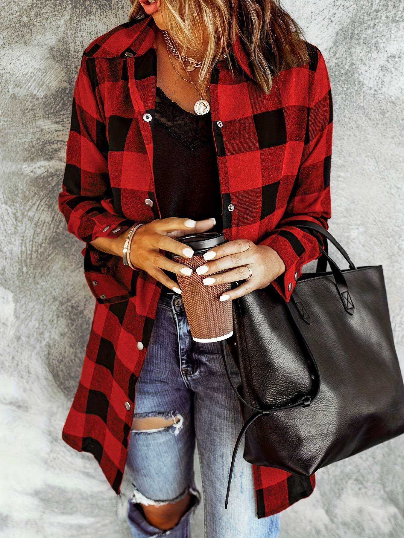 Relaxed Fit Plaid Shacket - Montero Milan
