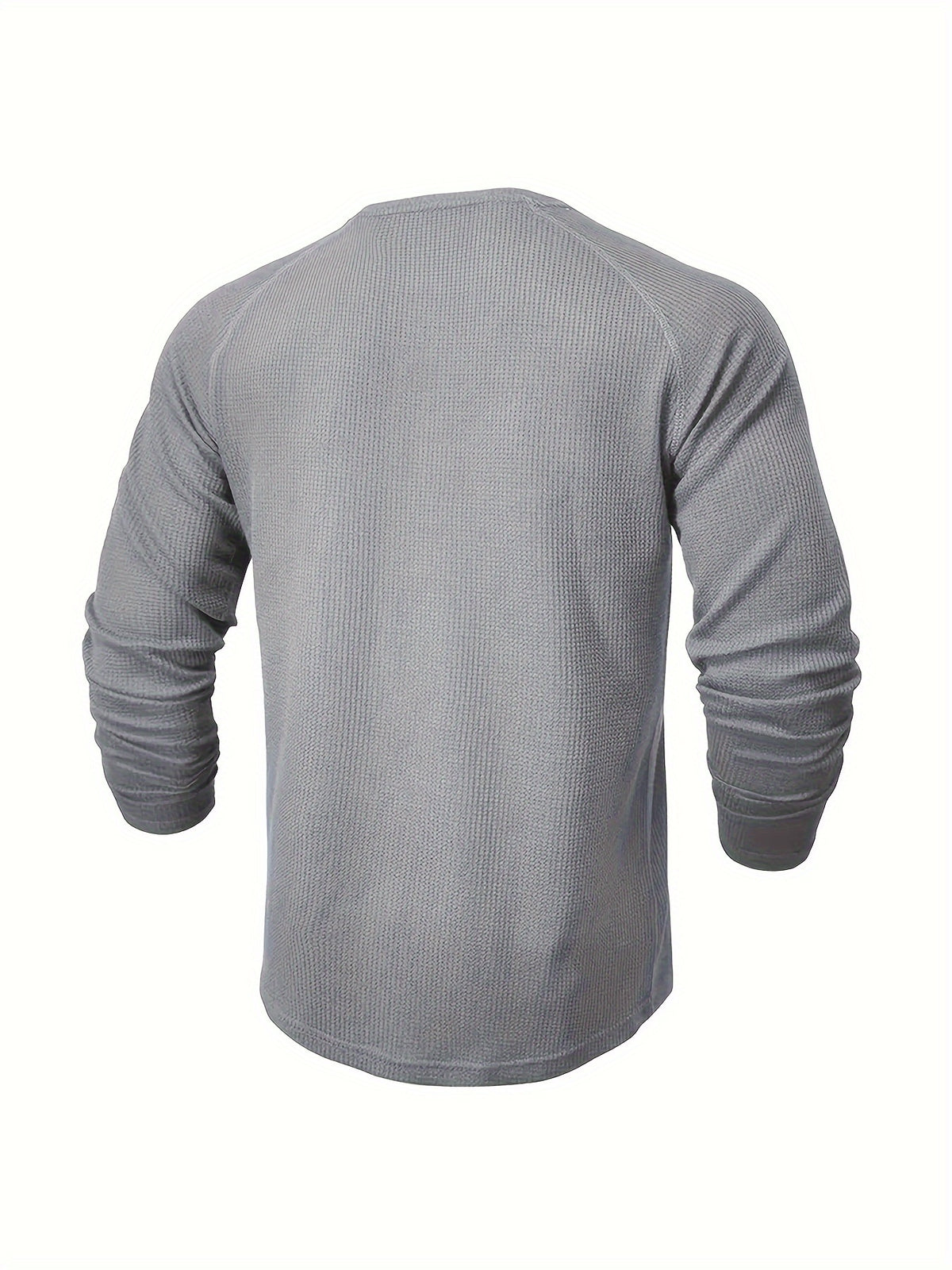 Men'S Long Sleeve T-Shirt Round Neck Open Style Pullover Henley Shirt Men'S Solid Color Fashion Versatile Top