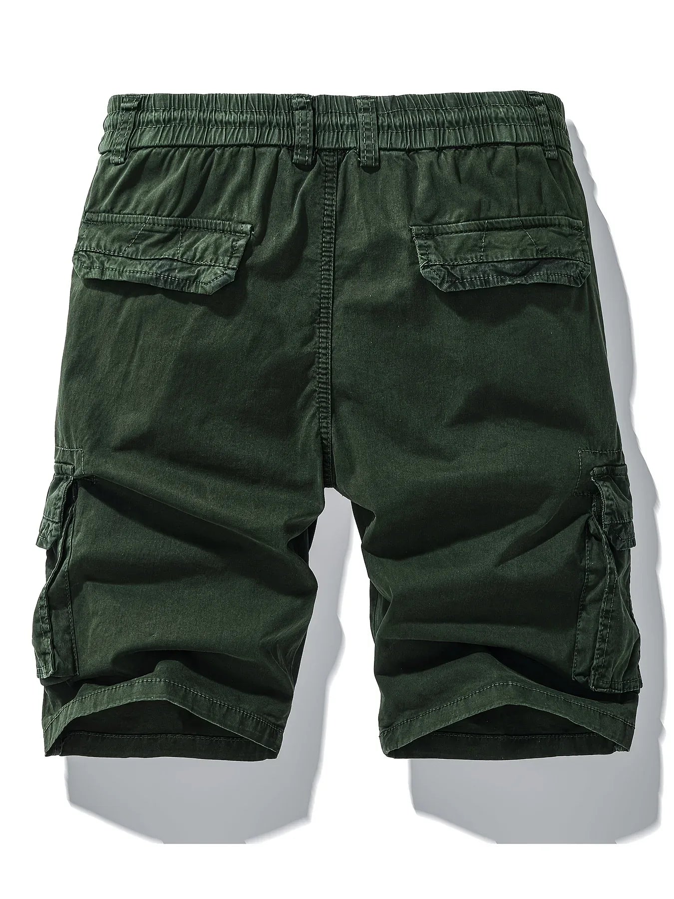 Men'S Heavy-Duty Work Shorts - Olive Green Cargo Pants with Multiple Utility Pockets, Non- Fabric for Construction, Outdoor, Everyday Casual - Adjustable Drawstring Waist - Model 9385, Outdoor Apparel, Functional Design, Dura