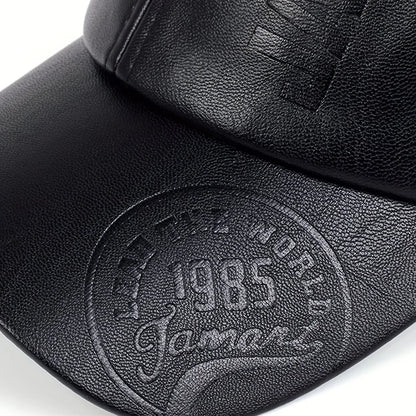 1pc Men's British PU Leather Baseball Cap Adjustable Breathable Casual Hat Spring/Summer/Autumn/Winter Hat Christmas Gift