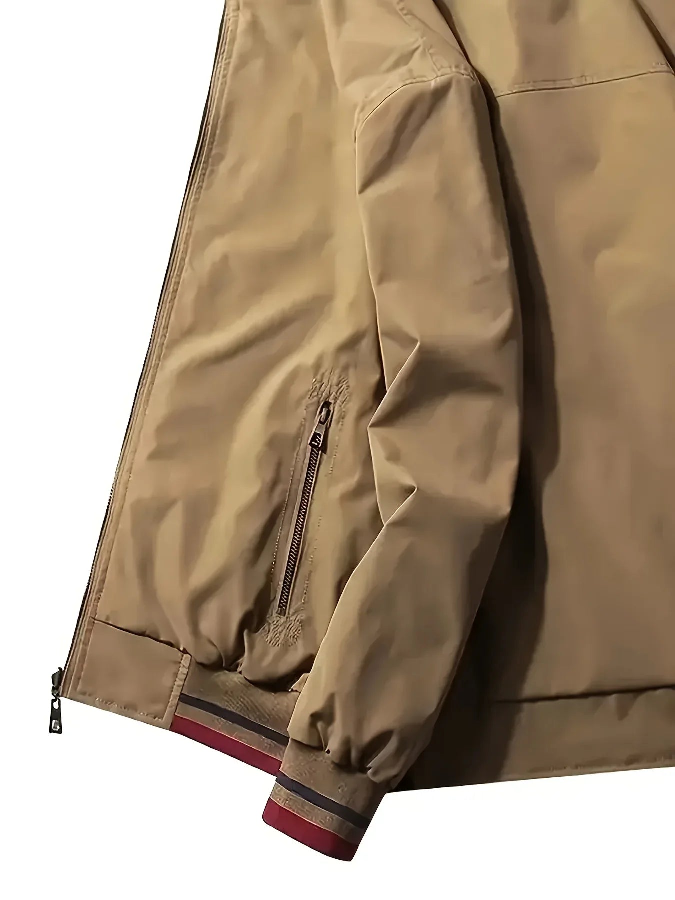 Men'S All-Season Casual Double-Sided Zip-Up Jacket with Stand Collar - Relaxed Fit Olive Green & Navy Blue Two-Tone Design, Front Zipper Closure, Functional Pockets, Durable Fabric for Casual Attire, Lightweight Layering, Mod