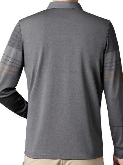 Men's Vintage-Inspired Striped Shirt with Chest Pocket - Breathable, Long Sleeve, Button Detail for Golf & Outdoor Activities
