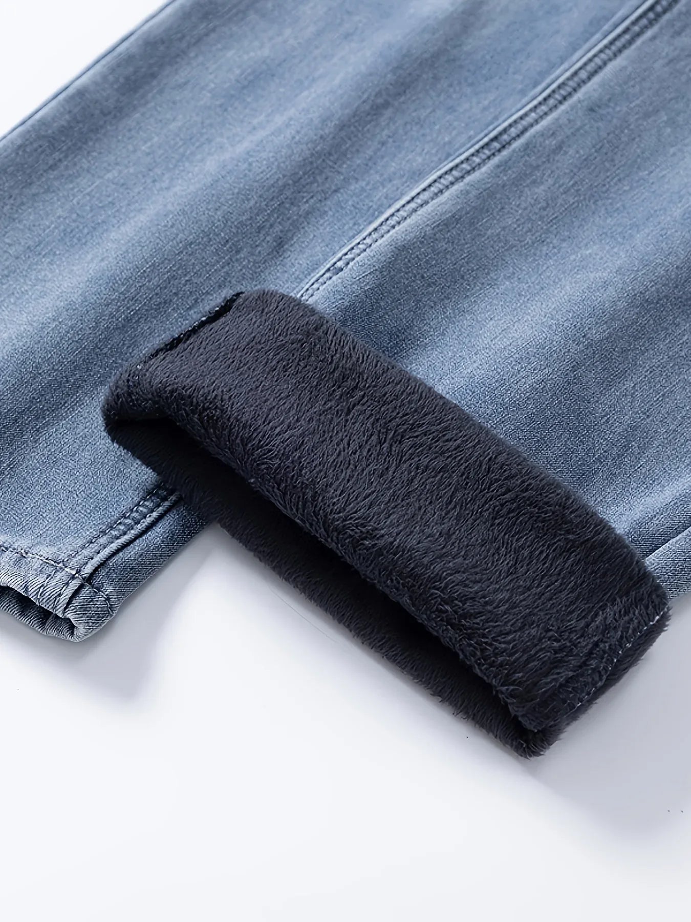 Winter New Arrival Fleece-Lined Thickened Minimalist Stretch blue trousers, long pants