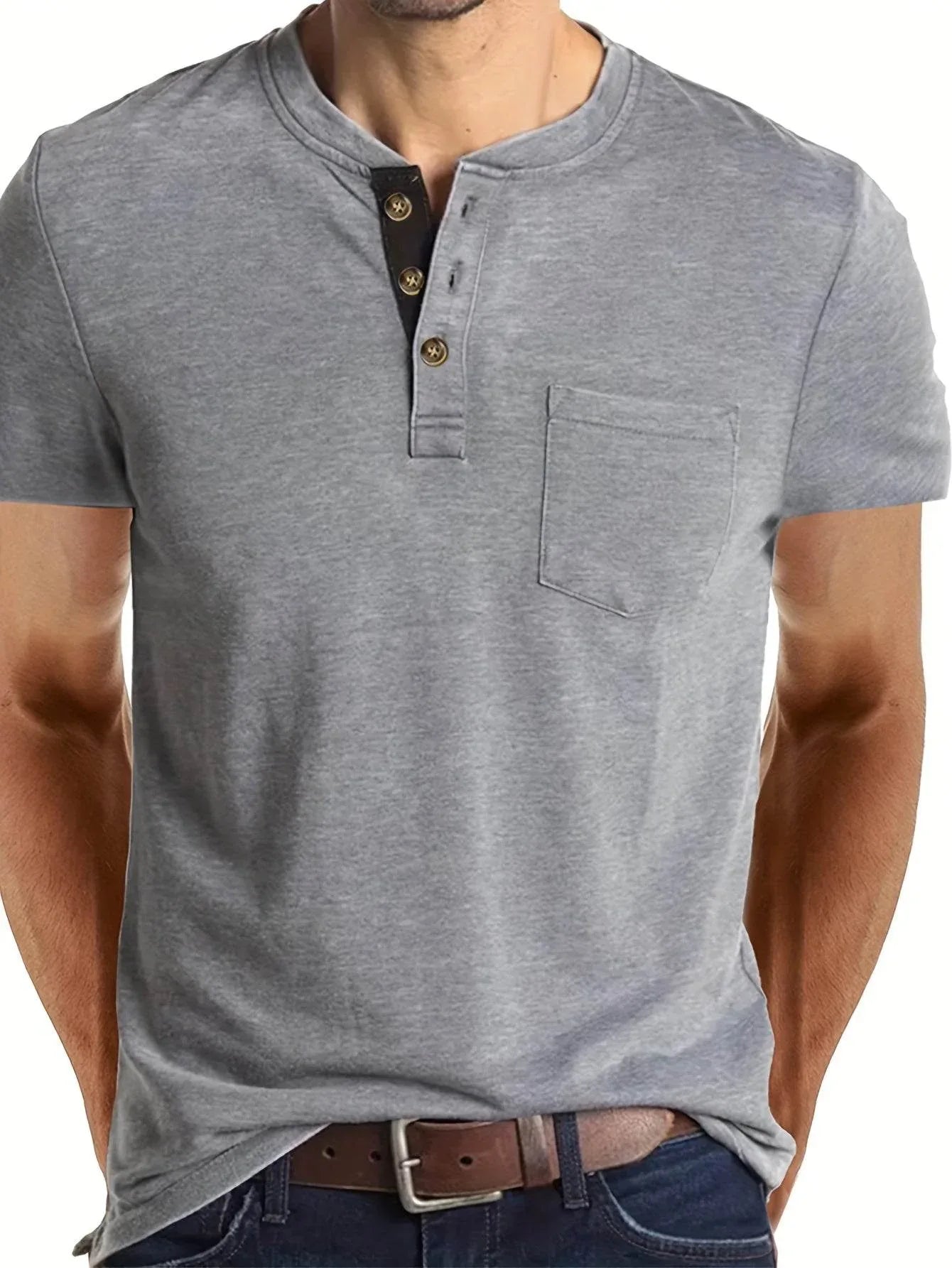 Men's Classic Cotton Blend Henley Tee - Montero Milan