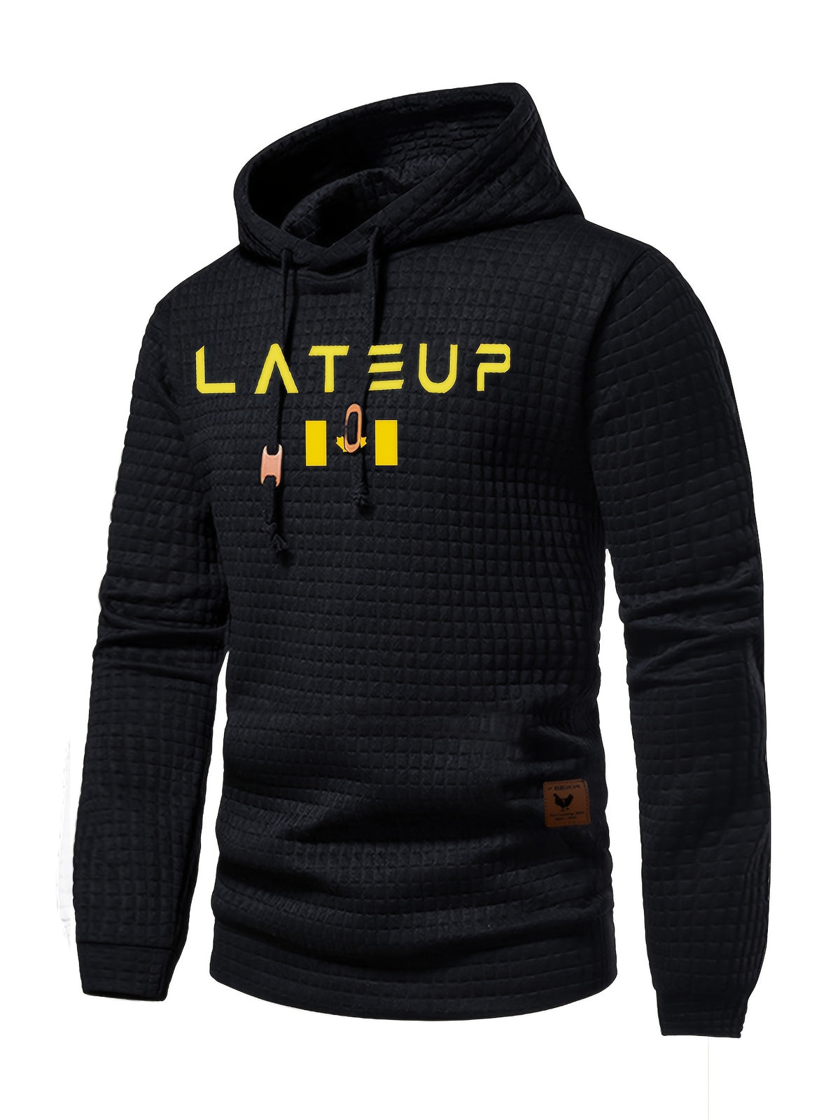Waffle Pattern Solid Hoodie, Cool Hoodies for Men, Men'S Casual Pullover Hooded Sweatshirt with Kangaroo Pocket Streetwear for Winter Fall, As Gifts