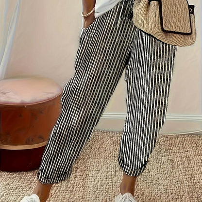 Striped High-Waisted Wide-Leg Pants - Montero Milan