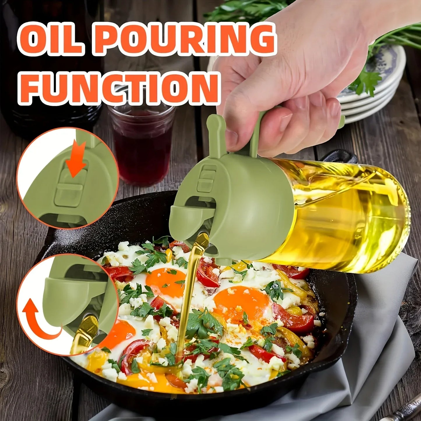 Montero Milan 1 Portable Olive Oil Sprayer and Pourer | 470ML Plastic Kitchen Oil Bottle for Cooking, BBQ, Air Fryers, Baking, Salads