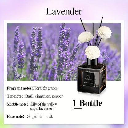 Long-Lasting Essential Oil Air Freshener with 5 Incense Sticks - 1.7oz Glass Bottle, Featherless, Perfect for Bathroom Deodorization & Bedroom Scent, Ideal Home Decor Gift for Holidays