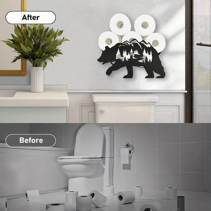 Black Bear Toilet Paper Holder Rack - Montero Milan
