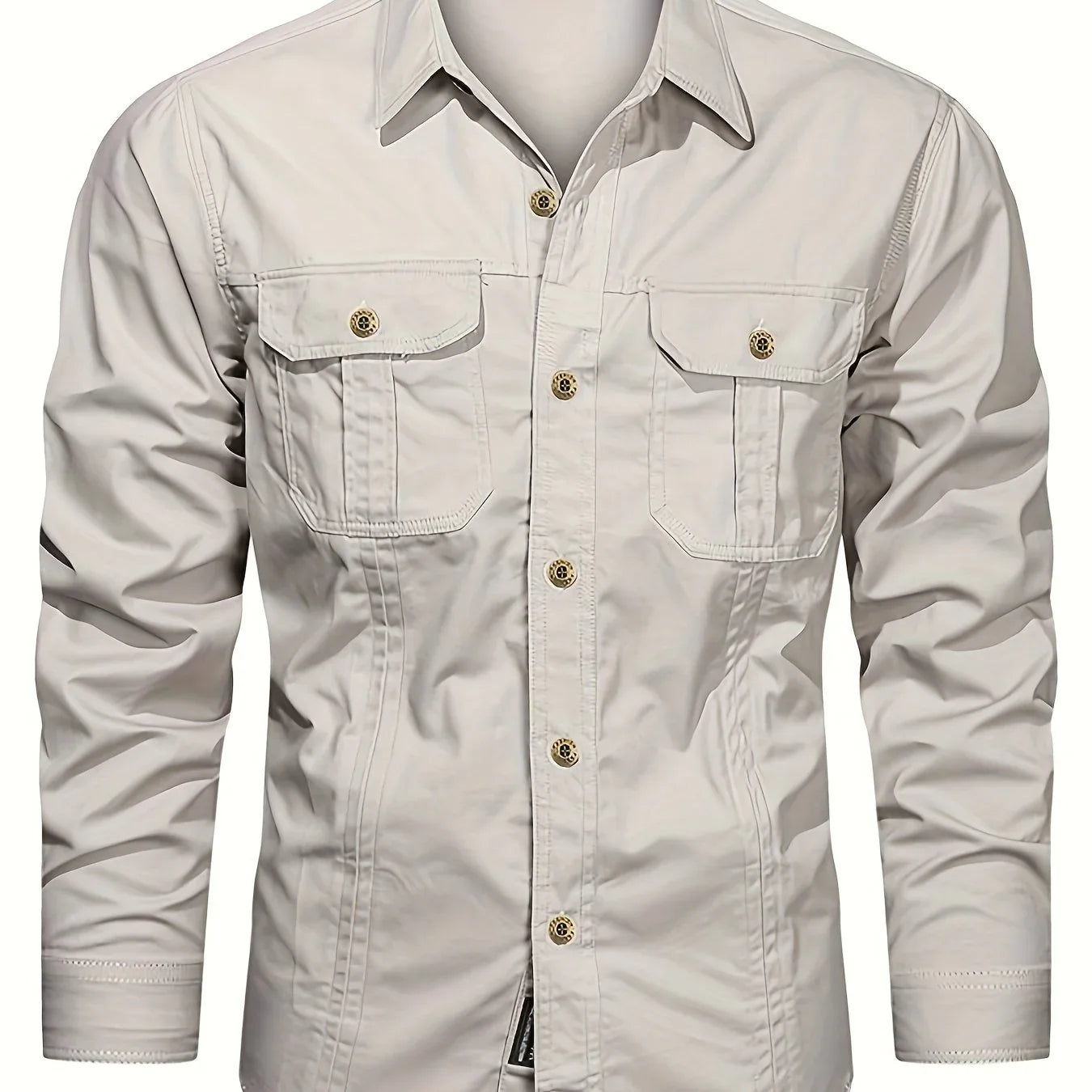 Men's Heavyweight Long Sleeve Shirt - Button-Up Formal & informal Shirt in, Classic Collar, Chest Pocket - Machine Washable Work, Outdoor, Everyday Shirt for Men - Spring/Fall Essential, Outdoor Casual Wear, Nonstretch Fabric