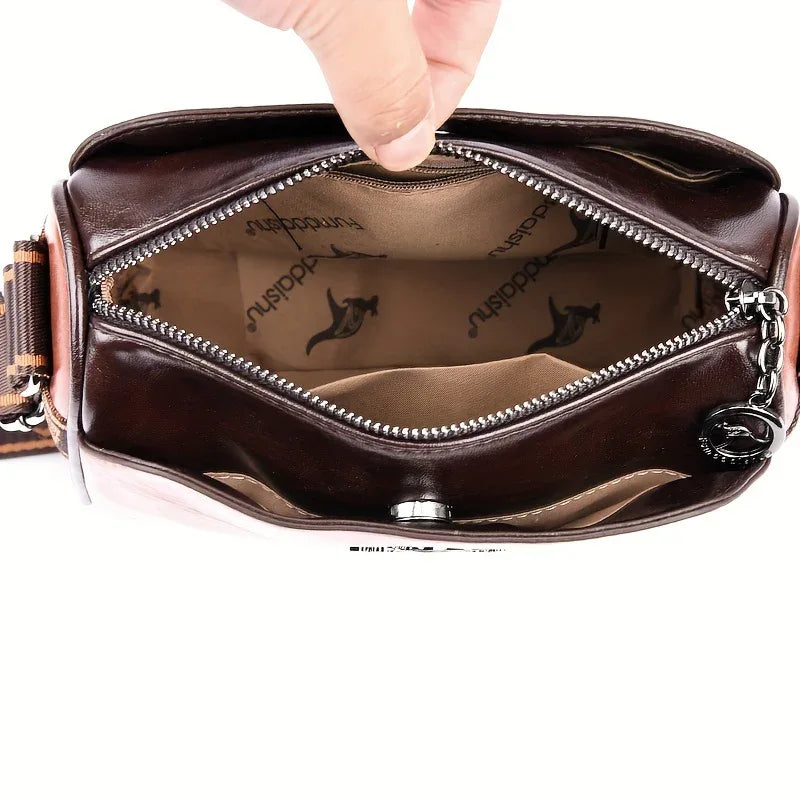 Women'S Crossbody Bag, Solid Color Pillow-Shaped Shoulder Bag with Adjustable Strap, Zipper Closure, Polyester Lining, Edge Paint Detail