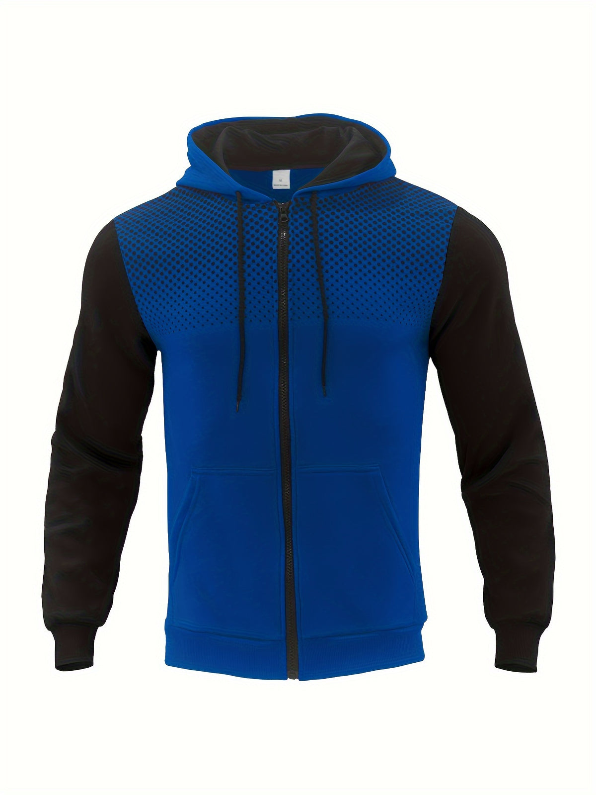 Autumn Winter New Hooded Sweatshirt Fleece Warm Thick Men'S Sports Fitness Outerwear Zipper Hooded Jacket Polka Dot Print Design