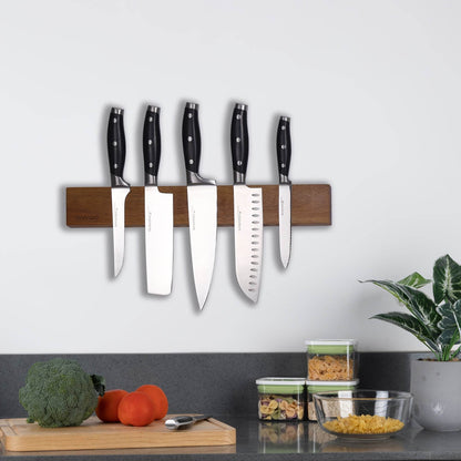 [Magnetic Knife Holder] Linoroso Magnetic Acacia Wood 16.5 Inches Wall Mounted Knife Holder, Knife Bar, Kitchen Utensil Holder - Montero Milan