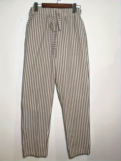 Striped High-Waisted Wide-Leg Pants - Montero Milan