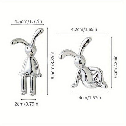 Nordic Silver Bunny Figurines – Set of 2 - Montero Milan