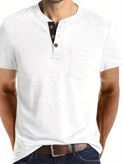 Men's Classic Cotton Blend Henley Tee - Montero Milan