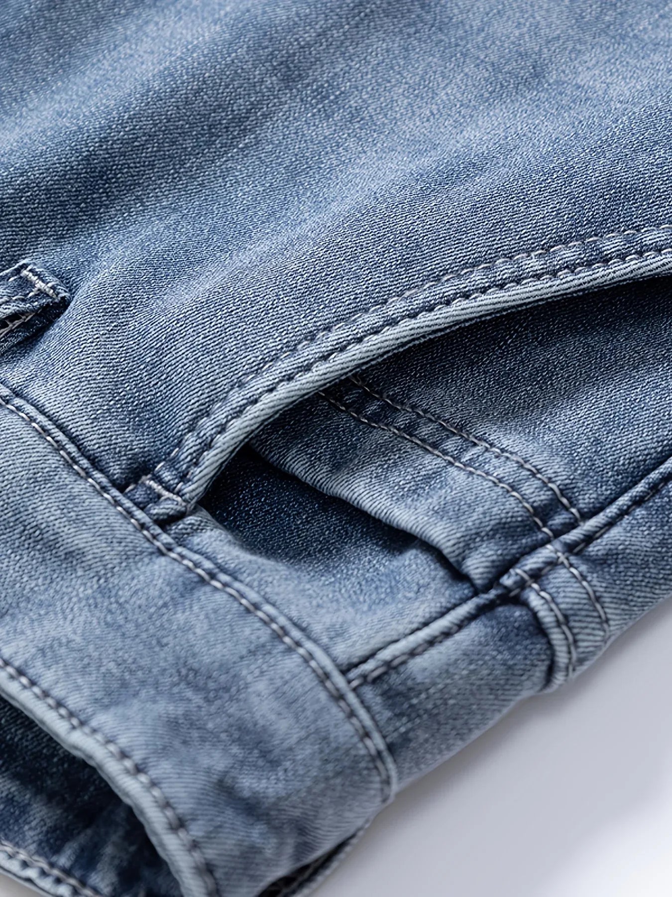Winter New Arrival Fleece-Lined Thickened Minimalist Stretch blue trousers, long pants