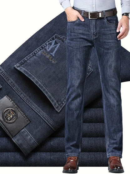 Premium Men's Jeans 2025 Trendy Slim Fit Straight-Leg Denim Pants for Autumn/Winter, Thick Casual Trousers for All Seasons