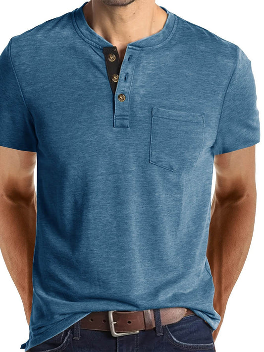 Men's Classic Cotton Blend Henley Tee - Montero Milan
