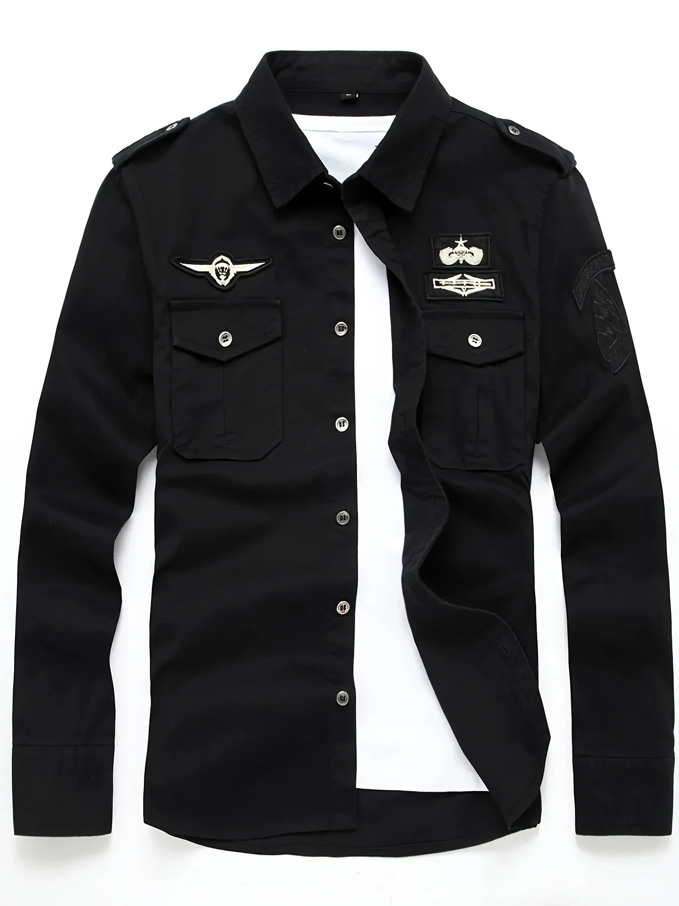 Autumn Long Sleeve Shirt for Men, Outdoor Plus Size Military Style Loose Fit Top, Pure Cotton High-Density Twill Casual Workwear Shirt, Thin Twill Long Sleeve Workwear
