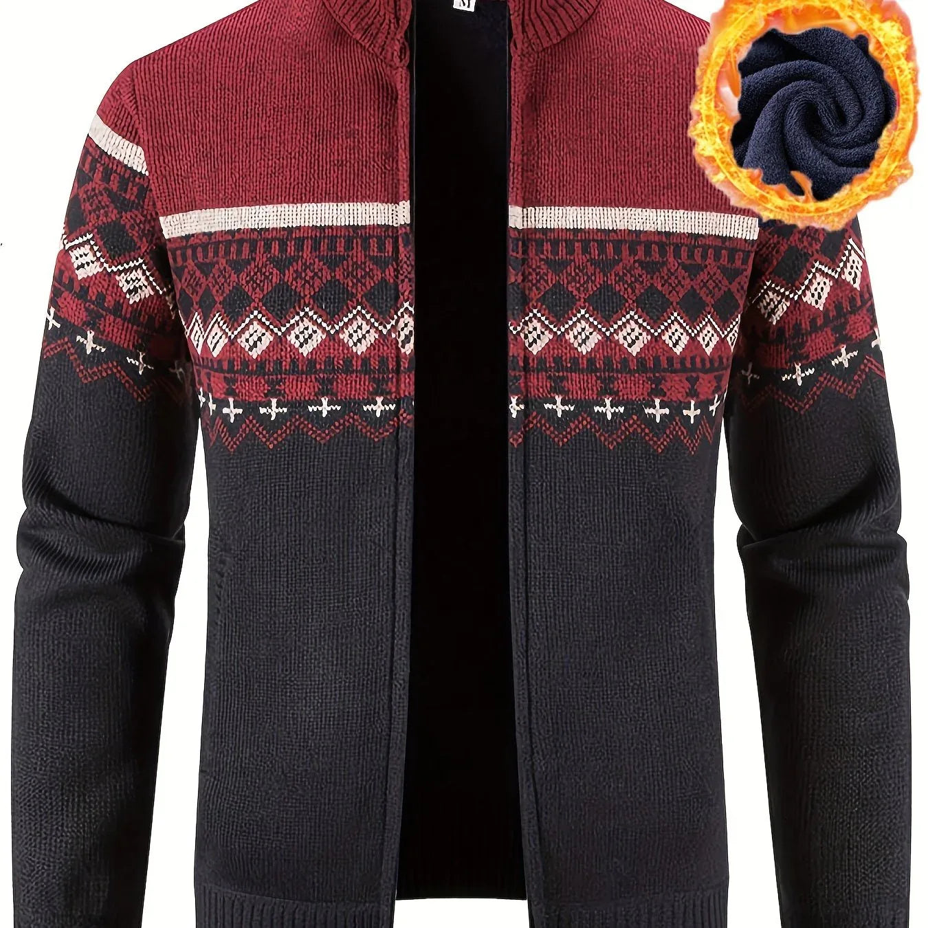 Men'S Thickened Winter Cardigan - Heavyweight Cold Weather Jacket with Stand Collar, Long Sleeve Coat for Formal & Everyday Outfits - Fall/Winter Outerwear in Navy