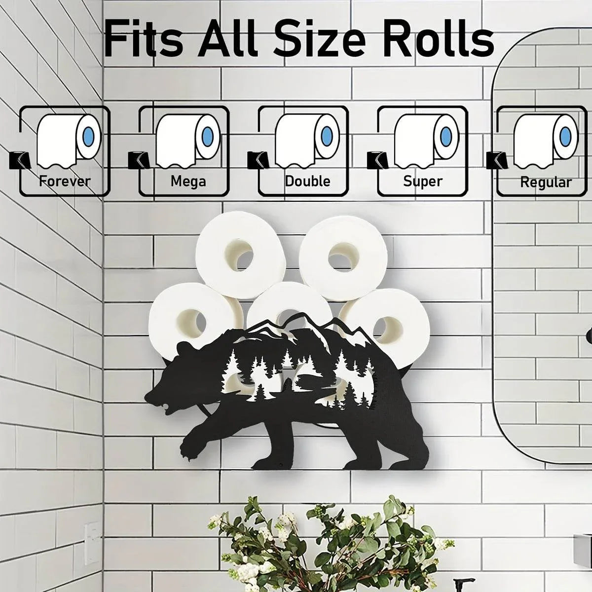 Black Bear Toilet Paper Holder Rack - Montero Milan